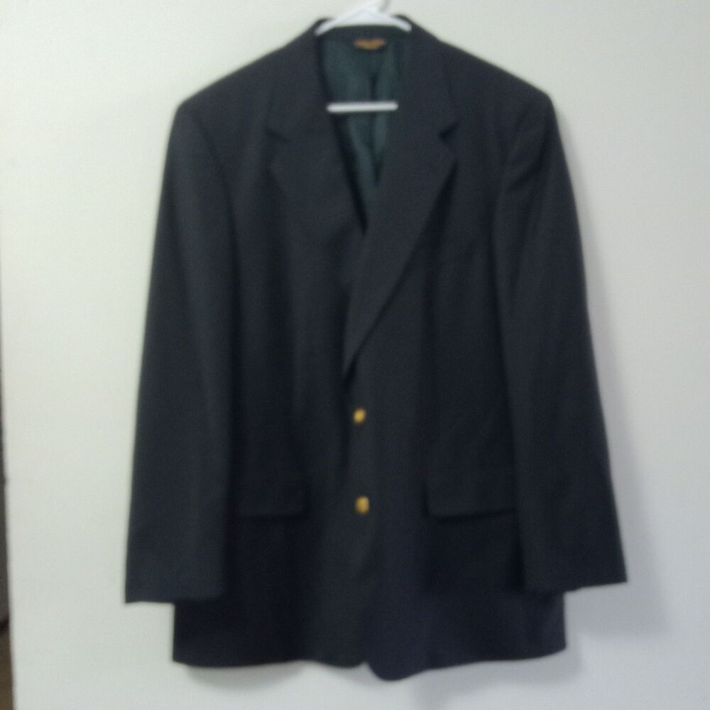 Vintage 90s Brooks Brothers Mens 43R Black Wool Blazer Gold Button USA